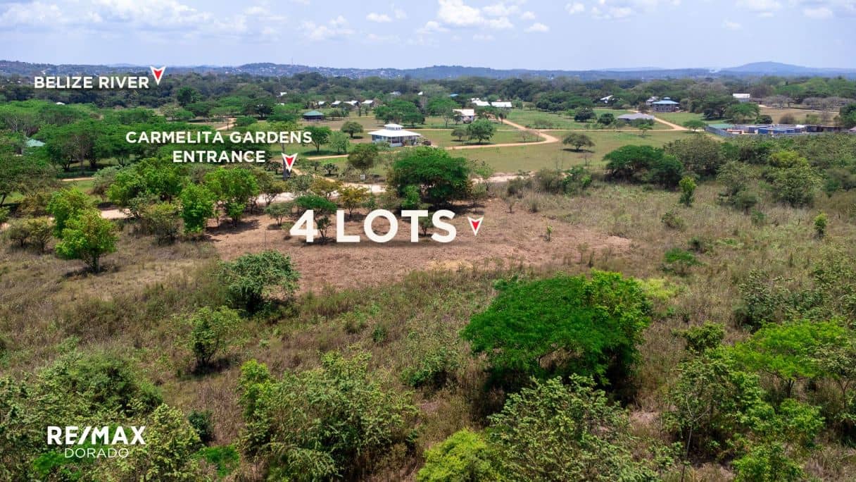 4 oversized in front of a Sustainable River front community — Santa Familia, Belize