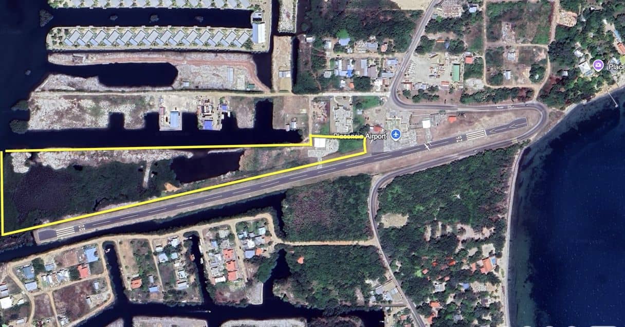 LAND, SEA AND AIR ACCESS. Runway access for hangars – 10 Acres WATERFRONT at Placencia Harbor Docks Marina – Listing 4502 — Placencia, Belize